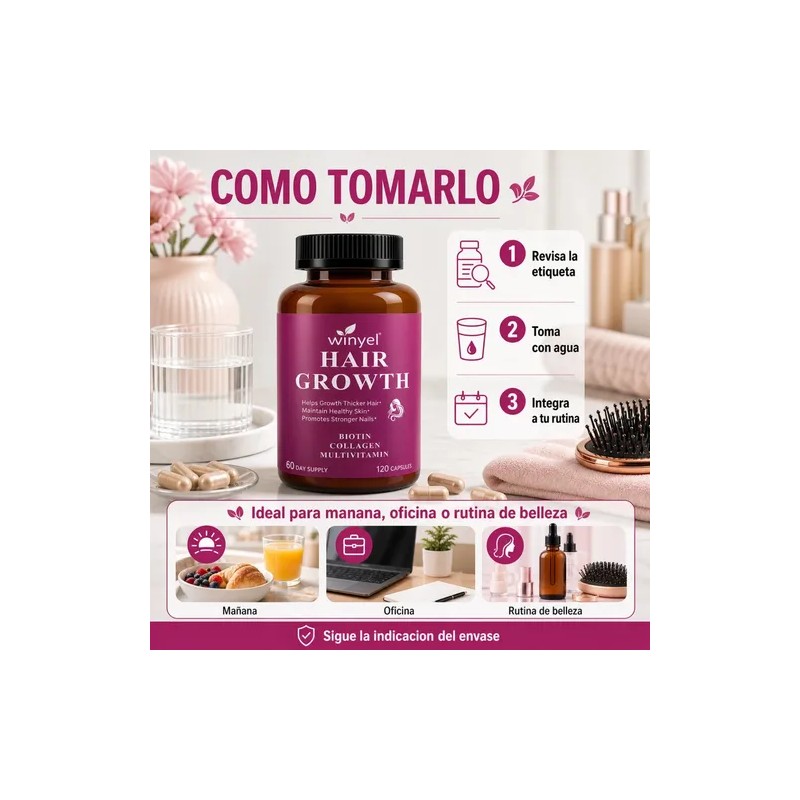 Vitaminas para el Cabello Biotina Colágeno Hair Vitamins Biotin Collagen