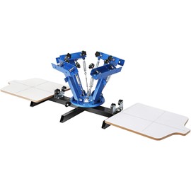 VEVOR Screen Printing Machine, 4 Color 2 Station, 360° Rotable Silk Screen Printing Press, 21.2 x 17.7in / 54 x 45cm Screen Printing Press, Dual-Layer Positioning Pallet for DIY T-Shirt Printing