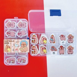 10Pcs Cute Erasers Cartoon Capybara Eraser Pencil Top Eraser Kawaii Cartoon Eraser for Students Girls Kids Boys Women School Office Supplies Small Eraser Gift Pack (Capybara)