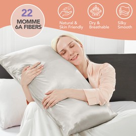 Deconovo 100% Pure Mulberry Silk Pillowcase for Hair and Skin, Soft Silk Pillowcase with 22 Momme 6A High-Grade Fibers, Cool Smooth Pillow Case with Envelope Closure, 1pc (Queen 20"x30", Pearl Grey)