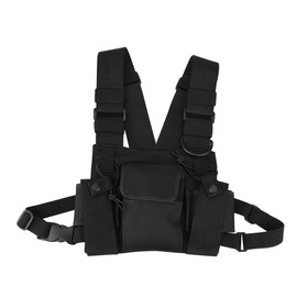143 Walkie Talkie Chest Bag Chest Rig Chest Rig, Hands-Free Adjustable Bag with Hanging Nylon Walkie Talkie Chest Pocket, for Police, Production Workshops, Construction Sites