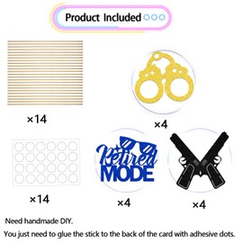 12Pcs Police Retirement Centerpiece Sticks Police Officer Decoration Retired Time to Give It Arrest Table Decoration Police Party Supplies Gold Black Blue Glitter