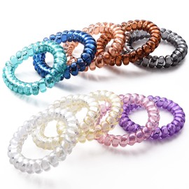 SCIOLTO Hair Elastic Spring Spiral [Set of 10 Colors] Clear Color Stylish Hair Accessories Colorful Hair Closure