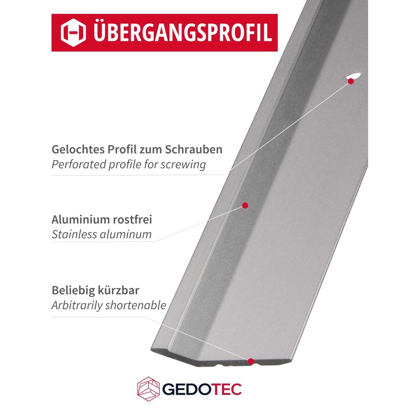 Gedotec Aluminium Transition Profile Perforated End Profile Aluminium Foot Floor