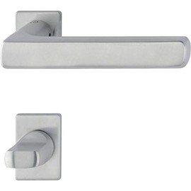 Hoppe Dallas Door Handle Set on Mini Rosette WC Door Thickness 40-45 Matt Stainless Steel