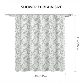 AIBIIN Sage Green Shower Curtain Vintage Floral Shower Curtain for Bathroom Modern Home Bathtub Decor Bath Curtain Durable Waterproof Polyester Material with 12 Hooks 180x180cm