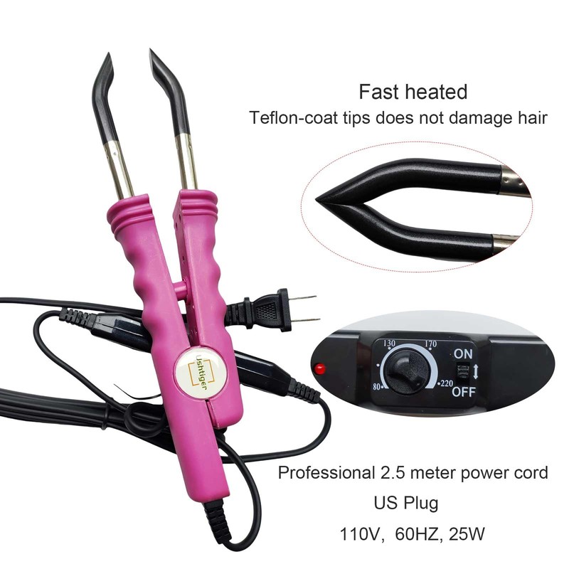 USHTIGER Fusion Hair Extension Tools Connector Wands Install Fusion Flat