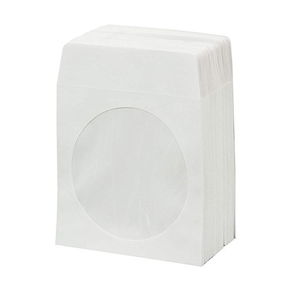 BestDuplicator CDSLV-100-WH, 100 Paper CD sleeves with Window and Rear