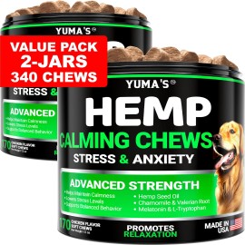 UD_YUMA'S (2 Pack) Hemp Calming Chews for Dogs   Advanced Dog Calming Treats   Dog Calming Chews   340 Chews   Anxiety Relief Tr