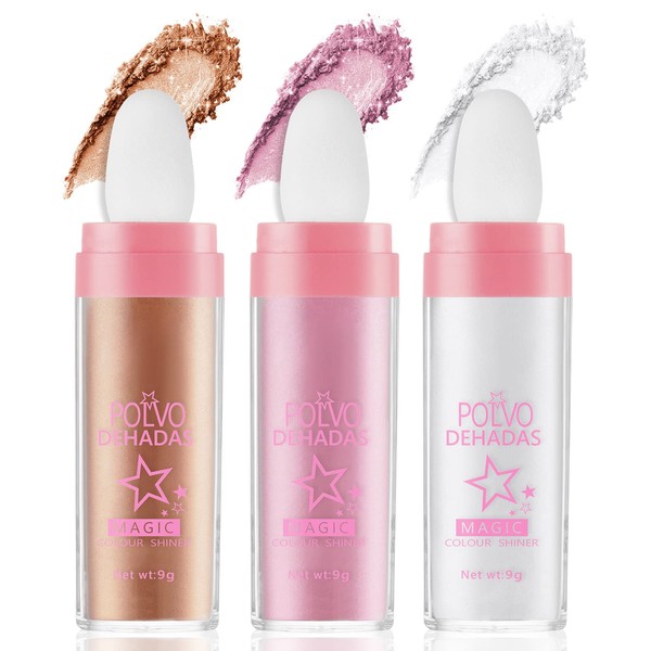 AOOWU Highlighter Puder Stick, Glitzer Patting Puder, Body Glitter Highlighter