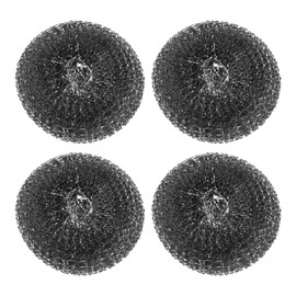 HARFINGTON 4pcs Stainless Steel Scrubber Pad, Barbecue Grill Cleaning Scrubber Pads Replacement Steel Wool Brush Head for Gas, Outdoor BBQ Accessories