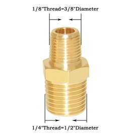 Joywayus 1/4" NPT Male × 1/8" NPT Male Brass Pipe Fitting Adapter