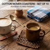 Set of 10 Fabric Drink Coasters, Handcrafted Cotton Woven Coasters
