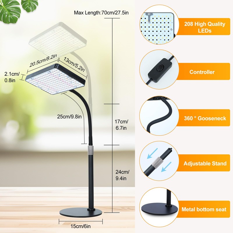 FECiDA Desk Grow Lights for Indoor Plants, Table Top Grow