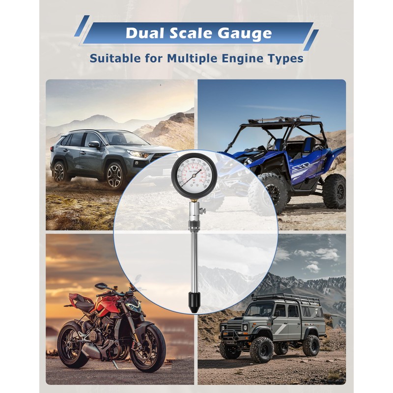 DAYUAN 8pcs Professional Petrol Engine Compression Tester Kit Set for