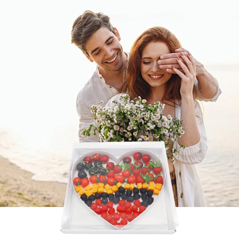 12" Fillable Cardboard Heart Shaped Charcuterie Gift Cupcake Box With