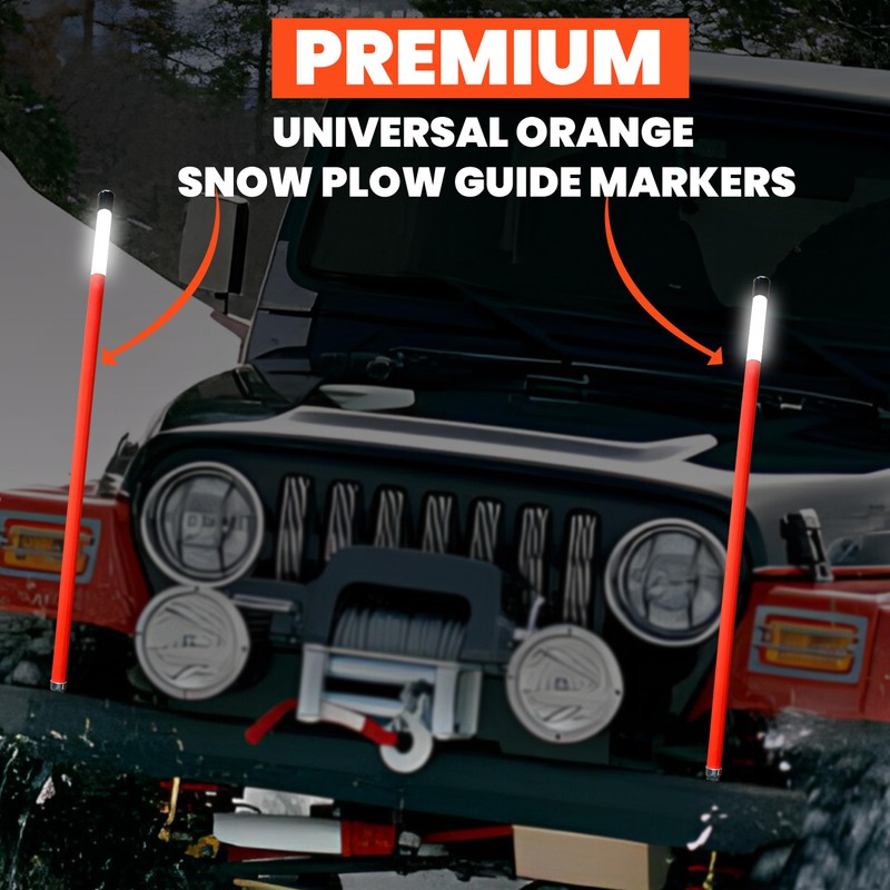 30" Length - Reflective, Universal, Unbreakable Orange Snow Plow Guide