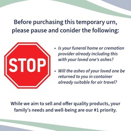 TSA Approved Fly-Safe Temporary Travel Cremation Urn Kit for Human Ashes - 200 Cubic Inch Capacity - Airline-Ready Black Blue or Green Plastic Urn with Included Travel Box (Log Cabin)