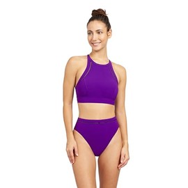 Gottex Women's Standard Free Sport Champion Solid High Neck Swim Bra top, Purple