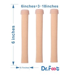 Dr.Foot Toe Tubes, Fabric Sleeve Protectors with Gel Lining Pad to Prevent Corn, Calluses, Blisters and Hammertoes, Toe Separators Protectors for Men and Women (Medium 3/4" Diameter - 5 Pack)