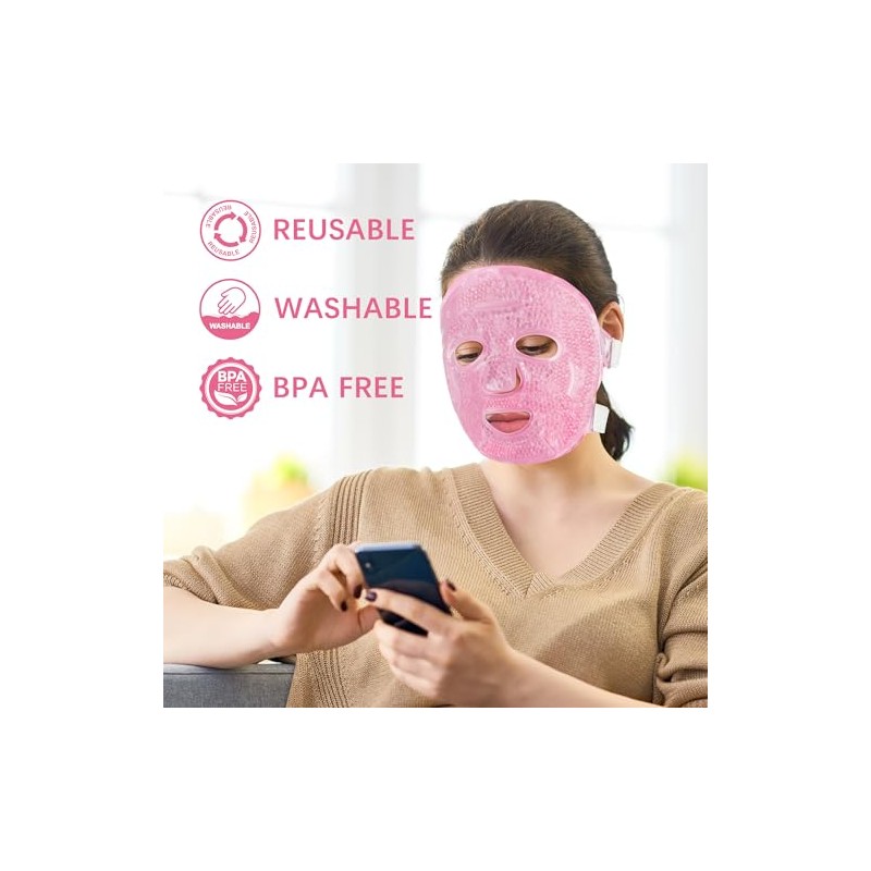 Compresa de hielo para el rostro, mascarilla de hielo reutilizable,