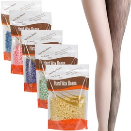 5PCS Cera para Depilar,granos de cera dura para pieles sensibles,perfectos para cuerpo,cara,bikini y piernas,recambio de cera española en casa para mujeres y hombres