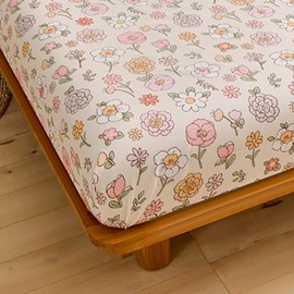 Mateju Single Fitted Sheets Floral Pattern, Soft Microfiber Bed Sheets with Deep Pocket 25 cm Breathable Fade Resistant Single Double King Size Bed (90x200x25cm,Pink)