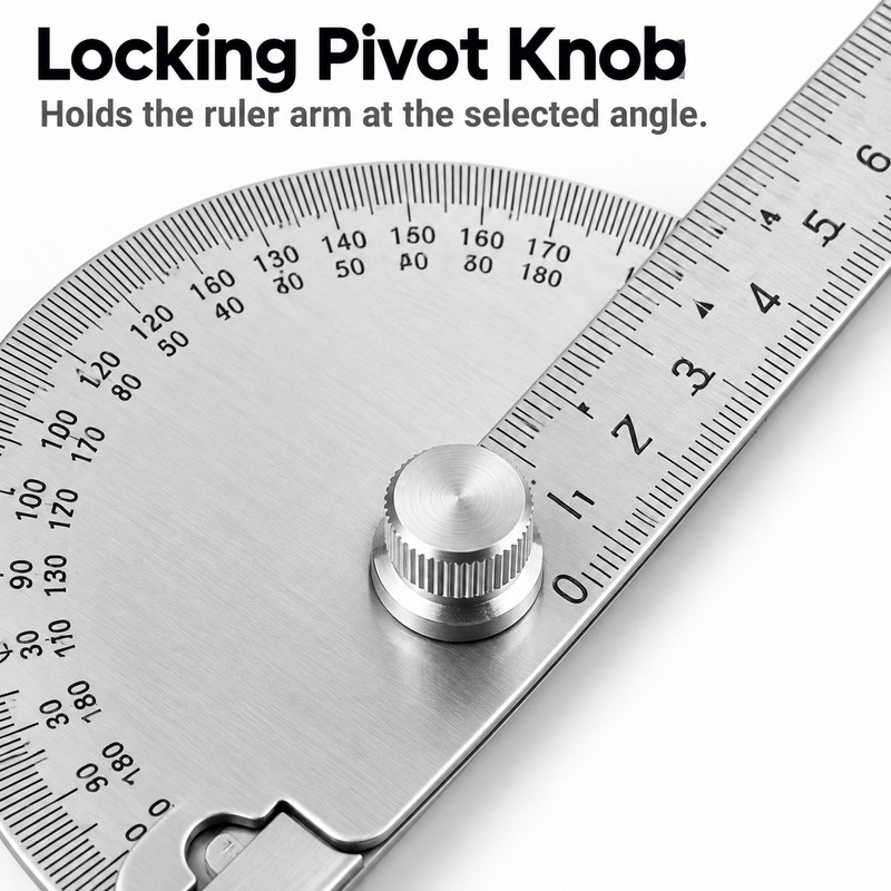 180° Angle Finder for Woodworking – 14cm Adjustable Protractor Ruler