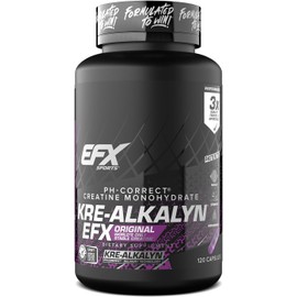 EFX Sports Kre-Alkalyn | PH-Correct Creatine Monohydrate | Informed-Choice, Gain Strength, Build Muscle & Enhance Performance I No Bloating, No Water Retention - 120 Capsules / 60 Servings