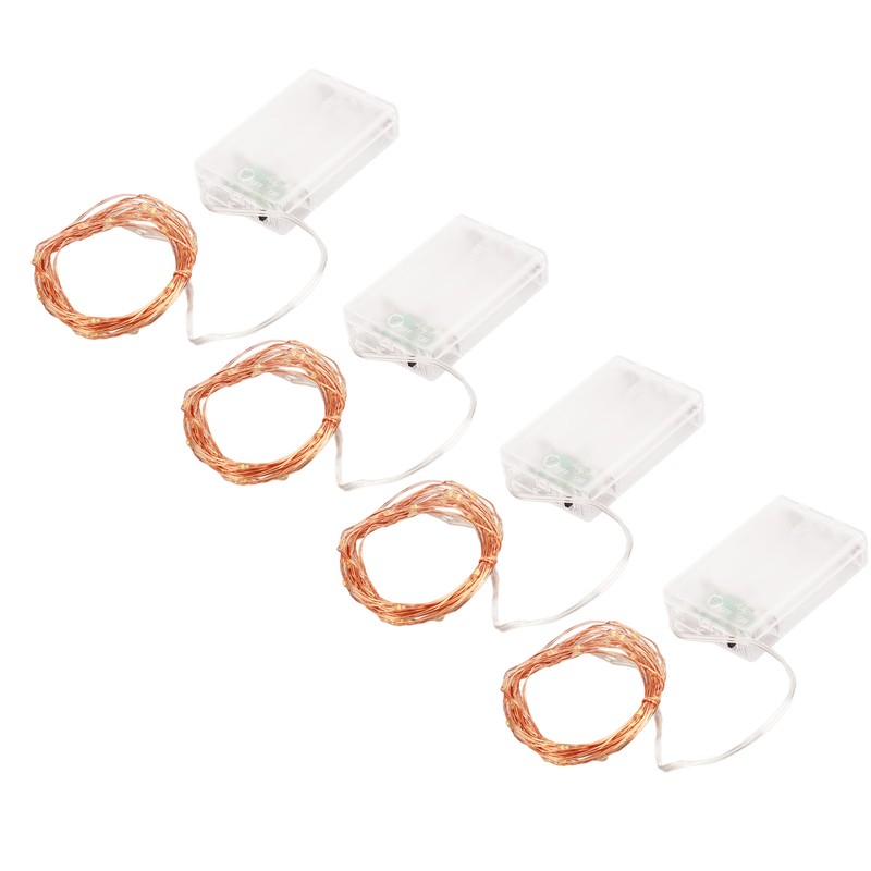 4pcs LED String Lights 5.3m 52pcs Lamp Beads Warm Lighting