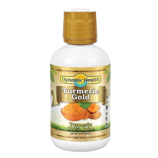Dynamic Health Turmeric Gold | for Joint Health & Strength | Turmeric 100% Juice | No Gluten & Vegetarian | 16 oz