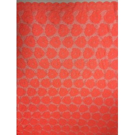 Flower Scallop Lace Non-Stretch Polyester Fabric (N.Coral)