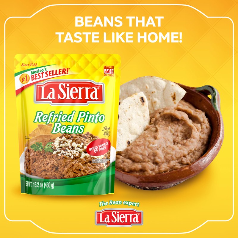 La Sierra Refried Pinto Beans, Ready-to-Eat Vegetarian Refried Beans, 15.2