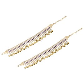 Jewel India Indian Traditional Ethnic Fashion Bollywood Silver Oxidized Party-wear Wedding Ghungroo Banjara Payal Anklet Women Blue, Large, alloy, Pearl