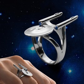 getDigital Unisex Ring Spaceship Science Fiction 925 Silver - 12, enamel, No Gemstone