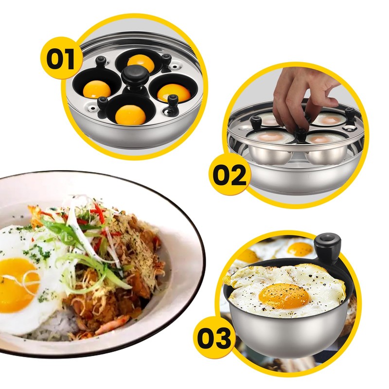 MARSKITOP Egg Poacher Pan Nonstick 4 Eggs, Poached Egg Pan