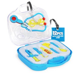 Playkidiz Doctor Play Set – 8-Pcs Toddler Doctor Kit Set with Stethoscope, Syringe, Glasses, Scissor, and More – Cute Play Doctor Set for Kids – Pretend Play Kids Doctor Kit for Toddlers 3-5 +