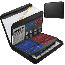 JUNDUN Accordion File Organizer - Fireproof Accordion Folder with Zipper & Labels - 13 Pocket Expanding File Folder with Multi-Pockets Document Organizer Folder for Letter A4 Files | Receipt and More