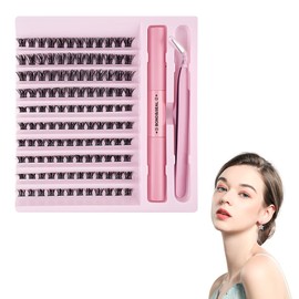 JZS Lash Extensions Cluster DIY Kit - 200pcs 40D 60D Individual Lashes, 8-16mm, with Bond & Seal Glue and Applicator,40P