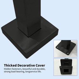 LIUCHONGYANG99 2PCS Glass Railing Post 42"x2"x2" Stainless Steel Black Finish, for Stairs and Deck handrails，can be Installed on Wood or Concrete Floor. (50MM*50MM, End Post)