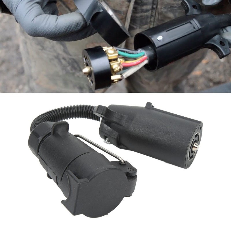 7 Way Round Trailer Plug Adapter Wire Connector RV Truck