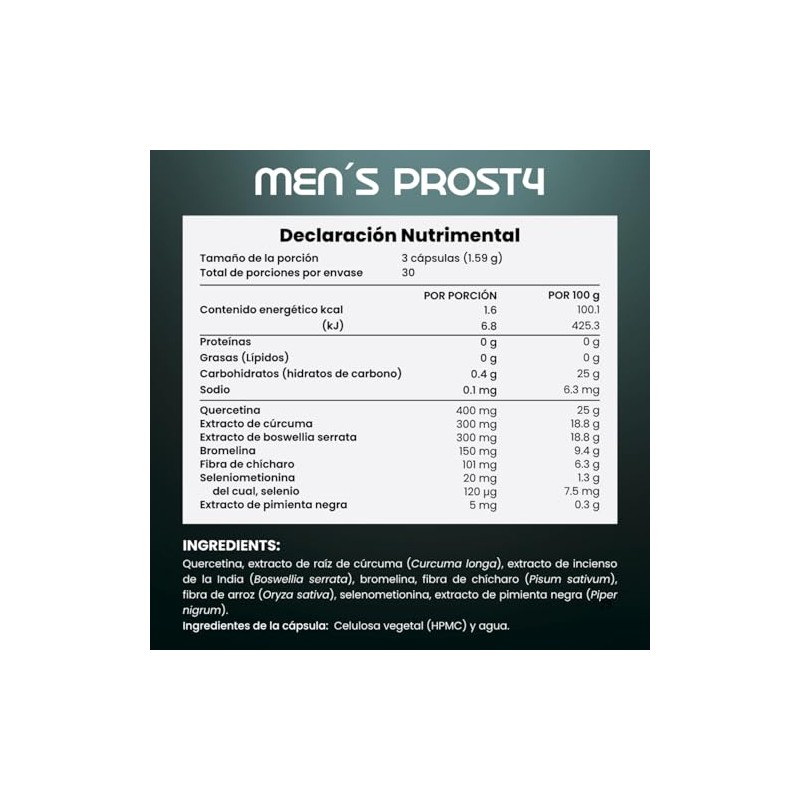 COURA - Mens Prost4 - Con Quercetina, Cúrcuma, Boswellia y