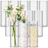 Nuogo 12 Pcs Plastic Clear Cylinder Vase for Home 8,12,16
