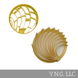 YNGLLC CLASSIC PAN DULCE MATCHING SET OF 2 COOKIE AND CONCHA CUTTER MADE IN USA PR1894, Medium, Gold
