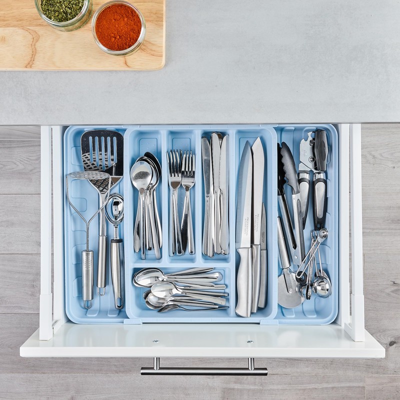 Minky Cutlery Drawer Organiser, Extendable Cutlery Sorter, Kitchen Storage &