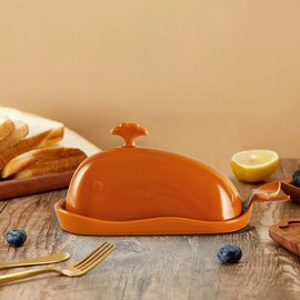 Orange Butter Holder with Lid for Modern Kitchen Decor and Accessories, Perfect for Baking and Baking Homemade Meals, Baking, Cooking, Spreading and Basting
