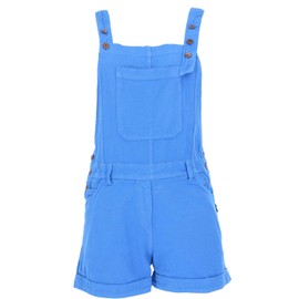 GURU SHOP Goa Women's Cotton Bib Shorts Dungarees Short Jumpsuit, Cornflower-blue