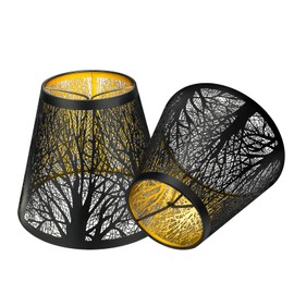 Juego de 2 bombillas de doble tamaño pequeño con clip para bombillas de candelabro, ALUCSET visualización de metal con patrón de árboles para lámpara de mesa de pared, 4 x 7 x 6 pulgadas, paquete de 2 unidades