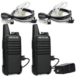 Retevis RT22 Walkie Talkies, Mini 2 Way Radio Rechargeable, VOX Handsfree, Portable, Two-Way Radios Long Range with Earpiece, for Family Road Trip Camping Hiking Skiing(2 Pack, Black)