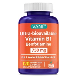 VANI Vitamin B-1 Benfotiamine 750 mg, 60 Day Supply Dietary Supplement, Easy-to-take